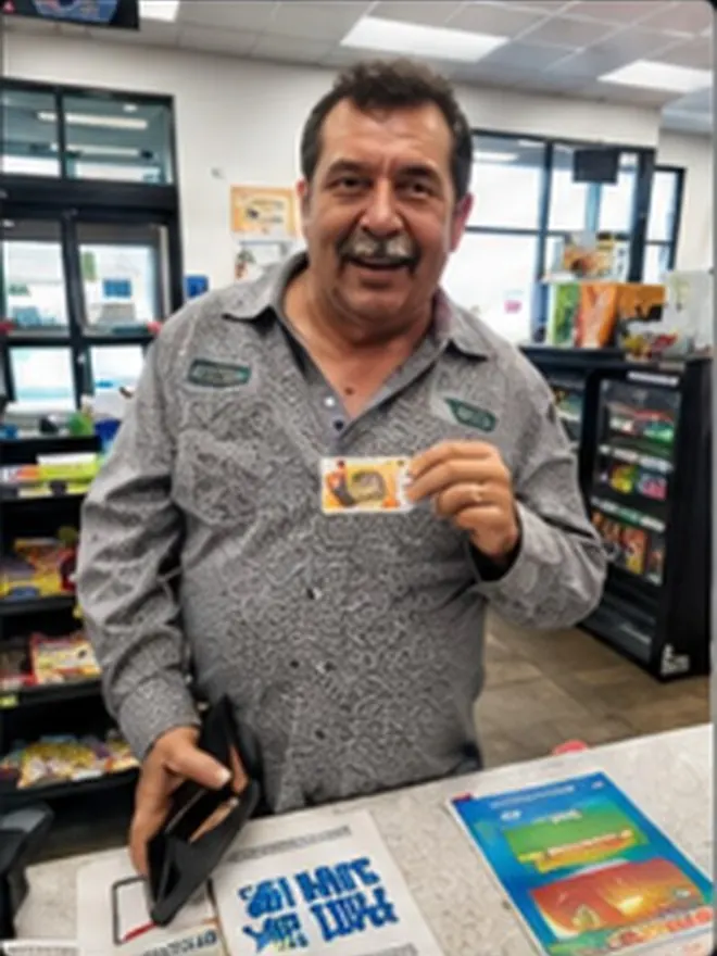 Owner-operator in a gray shirt holding his enrolled Roadside Oasis Rewards card at the register